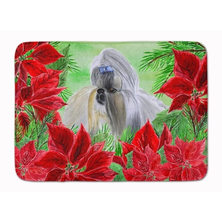 Carolines Treasures Shih Tzu Poinsettas Machine Washable Memory Foam Mat CK1314RUG
